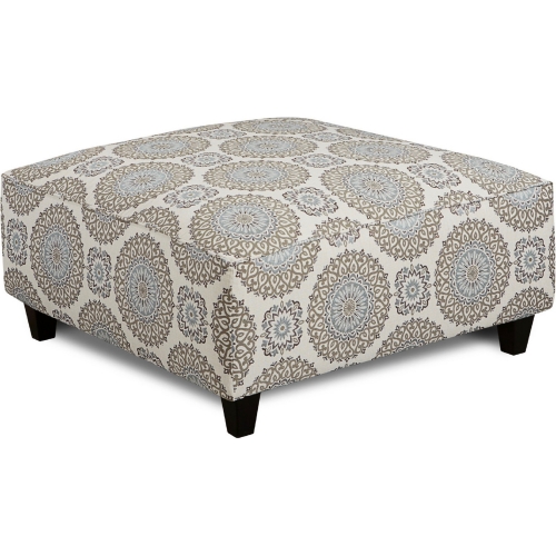 38" Square Cocktail Ottoman in Multicolor Brianne Twilight Fabric